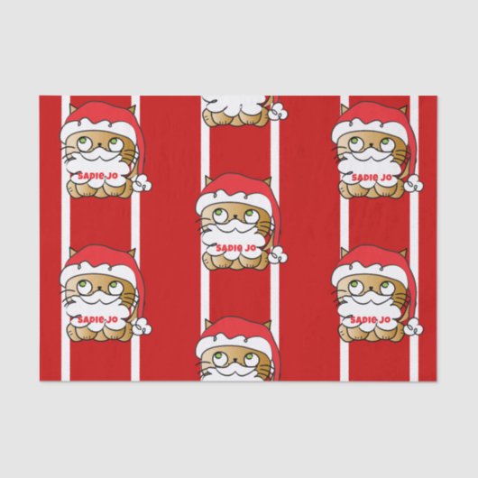 可愛おもしろいいクリスマスの漫画パーソナライズされた猫 薄葉紙 (正面)