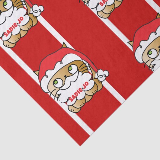 可愛おもしろいいクリスマスの漫画パーソナライズされた猫 薄葉紙 (詳細)