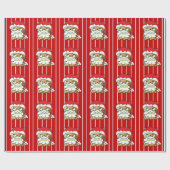 可愛おもしろいいクリスマス漫画パーソナライズされた猫赤 ラッピングペーパー (フラット)