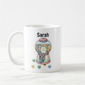 可愛おもしろいいグムボールカスタム機、子供の名前 コーヒーマグカップ (左)