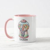 可愛おもしろいいグムボールカスタム機、子供の名前 マグカップ (左)