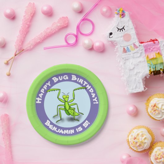 可愛おもしろいいグ祈リーンのマンティスの誕生日 ペーパープレート (パーティー)