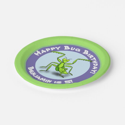 可愛おもしろいいグ祈リーンのマンティスの誕生日 ペーパープレート (アングル)
