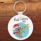 可愛おもしろいいコアラのクリスマスカードfa la Australia キーホルダー (正面)