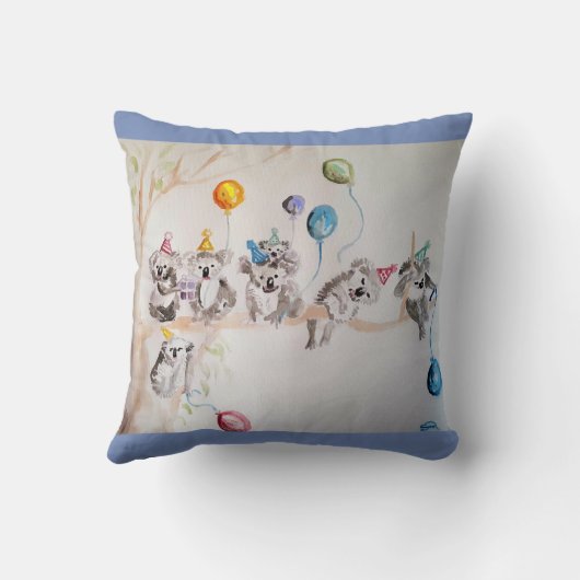 可愛おもしろいいコアラ水絵画色のクッション クッション (裏面)