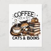 可愛おもしろいいコーヒー猫ブックラバーギフトアイディア女性 エンクロージャーカード (裏面)