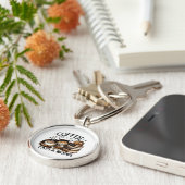 可愛おもしろいいコーヒー猫ブックラバーギフトアイディア女性 キーホルダー (側面)