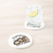 可愛おもしろいいコーヒー猫ブックラバーギフトアイディア女性 コースター (側面)