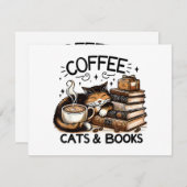 可愛おもしろいいコーヒー猫ブックラバーギフトアイディア女性 シーズンカード (正面/裏面)