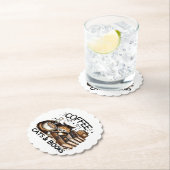 可愛おもしろいいコーヒー猫ブックラバーギフトアイディア女性 ペーパーコースター (インサイチュ)