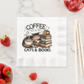 可愛おもしろいいコーヒー猫ブックラバーギフトアイディア女性 縁ありランチョンナプキン (インサイチュ)