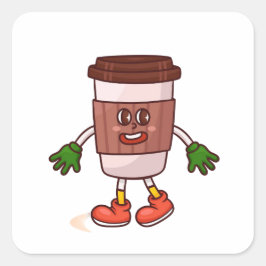可愛おもしろいいコーヒー スクエアシール
