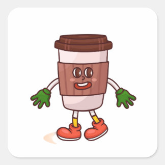 可愛おもしろいいコーヒー スクエアシール