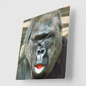 可愛おもしろいいゴリラ スクエア壁時計 (傾斜)