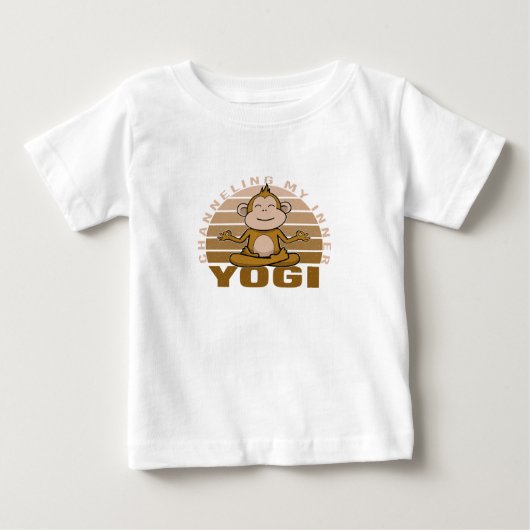 可愛おもしろいいサルがヨガをおもしろい。 ベビーTシャツ (正面)