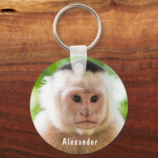 可愛おもしろいいサルパーソナライズされたキッズ キーホルダー (裏面)
