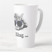 可愛おもしろいいサングラスで肌寒い猫 カフェラテマグ (右アングル)