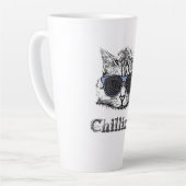可愛おもしろいいサングラスで肌寒い猫 カフェラテマグ (左アングル)