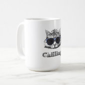 可愛おもしろいいサングラスで肌寒い猫 コーヒーマグカップ (正面左)