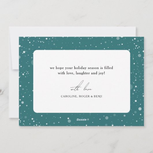 可愛おもしろいいサンタの小さなイェルパーの犬の写真 シーズンカード (裏面)