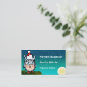 可愛おもしろいいサンタハットのベビーフクロウ 名刺 (スタンド正面)