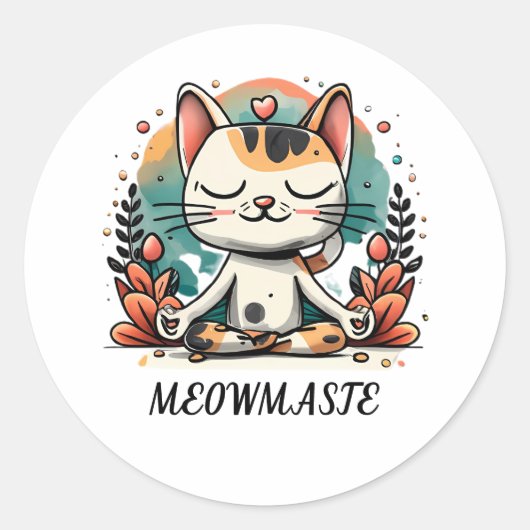 可愛おもしろいいスピリチュアルキャッめい想ト「MEOWMASTE」 ラウンドシール (正面)