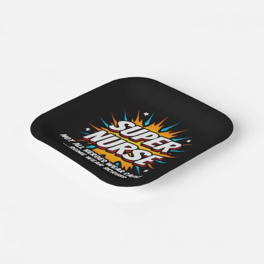 可愛おもしろいいスーパーヒーロすごいナース ペーパープレート (傾斜あり)