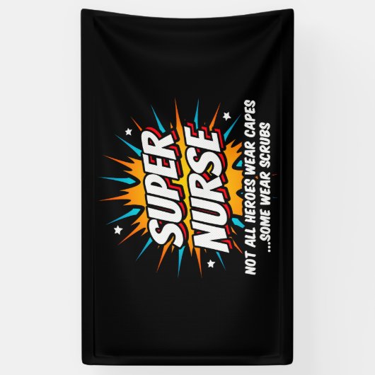 可愛おもしろいいスーパーヒーロすごいナース 横断幕 (縦)