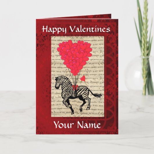 可愛おもしろいいゼブラバレンタインデー シーズンカード (正面)