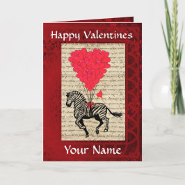 可愛おもしろいいゼブラバレンタインデー シーズンカード