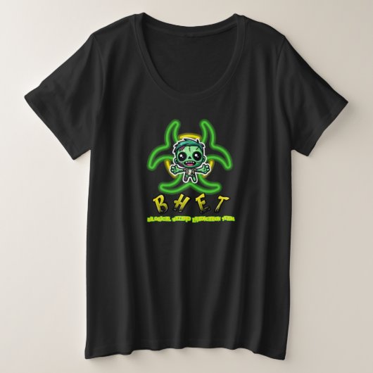 可愛おもしろいいゾンビT プラスサイズTシャツ (デザイン正面)