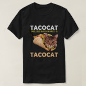 可愛おもしろいいタコカット猫の背中のスペル Tシャツ (デザイン正面)