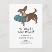 可愛おもしろいいダッシュント犬イラストレーション移動 案内ポストカード (正面)