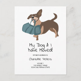 可愛おもしろいいダッシュント犬イラストレーション移動 案内ポストカード