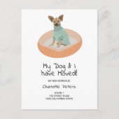 可愛おもしろいいチワハ犬のイラストレーション移動 案内ポストカード (正面)