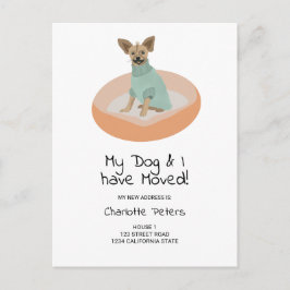 可愛おもしろいいチワハ犬のイラストレーション移動 案内ポストカード