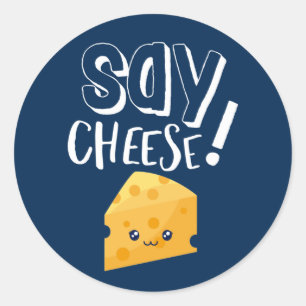 可愛おもしろいいチーズ好きフォトグラファーSay Cheese ラウンドシール