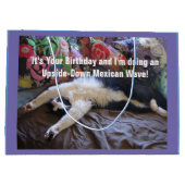 可愛おもしろいいツキセド猫メキシカン猫抱き枕 ラージペーパーバッグ (裏面)