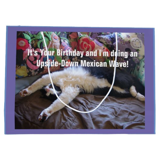 可愛おもしろいいツキセド猫メキシカン猫抱き枕 ラージペーパーバッグ (裏面)