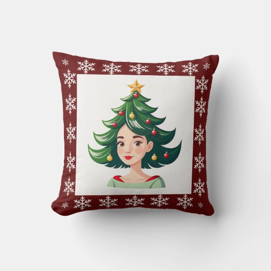 可愛おもしろいいトレンディースタイリッシュエレガントクリスマスツリー クッション (正面)