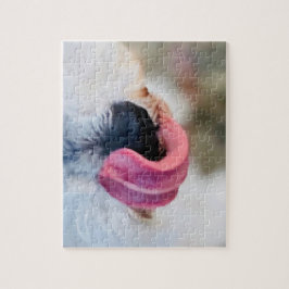 可愛おもしろいいドッグタングホワイトシュナウザーパズル ジグソーパズル