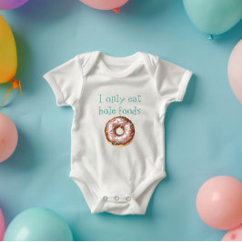可愛おもしろいいドナッ食べトのみ穴食品 ベビーボディスーツ