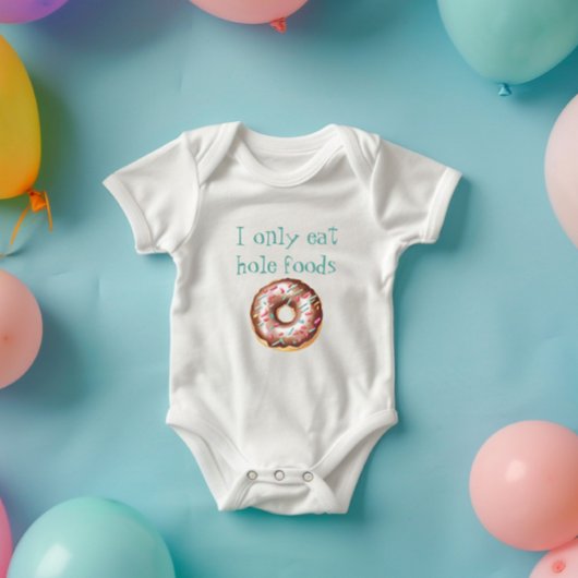 可愛おもしろいいドナッ食べトのみ穴食品 ベビーボディスーツ
