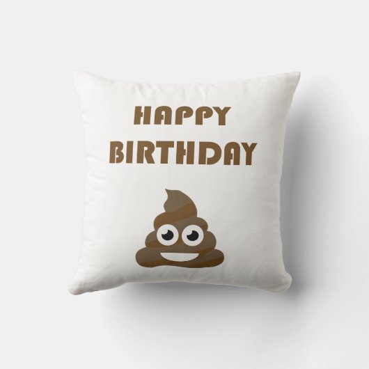 可愛おもしろいいハッピーバースデーパーティーウンチ絵文字 クッション (裏面)