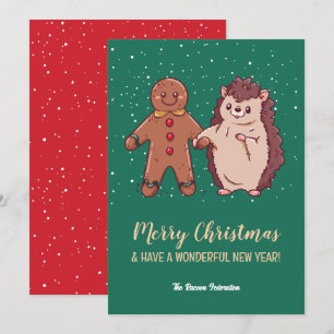 可愛おもしろいいハリネズミめでたいクリスマスおめでとう シーズンカード