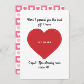 可愛おもしろいいハートバレンタインデー ノートカード (正面/裏面)