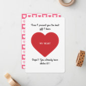 可愛おもしろいいハートバレンタインデー ノートカード (正面/裏面インサイチュ)