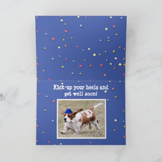 可愛おもしろいいバセットハウンド付き「元気に」カード カード (内部)