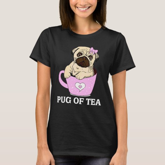 可愛おもしろいいパグ犬が動物のペットのパグを育てる Tシャツ (正面)
