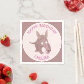 可愛おもしろいいパーソナライズされたアードバルク スタンダードカクテルナプキン (インサイチュ)